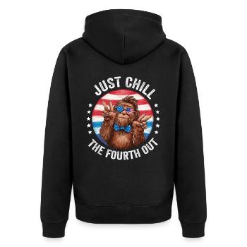 Just Chill The Fourth Out 4th Of July Bigoot - Unisex Premium Organic Zip Hoodie - black - Back - Nico (187cm)