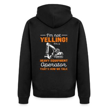Ich Bin Kein Schreihals Baggerfahrer Humor - Unisex Premium Bio Zip Hoodie - Schwarz - Hinten - Nico (187cm)