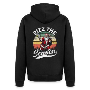 Rizz the Season Funny Santa Claus Christmas - Unisex Premium Organic Zip Hoodie - black - Back - Nico (187cm)