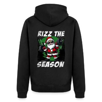 Rizz the Season Funny Santa Claus Christmas - Unisex Premium Organic Zip Hoodie - black - Back - Nico (187cm)