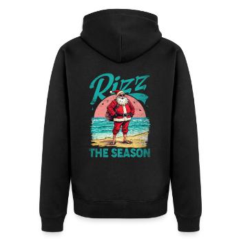 Rizz the Season Funny Santa Claus Christmas - Unisex Premium Organic Zip Hoodie - black - Back - Nico (187cm)