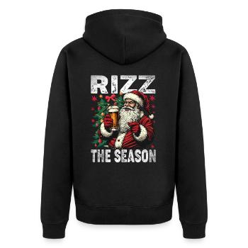 Rizz the Season Funny Santa Claus Christmas - Unisex Premium Organic Zip Hoodie - black - Back - Nico (187cm)