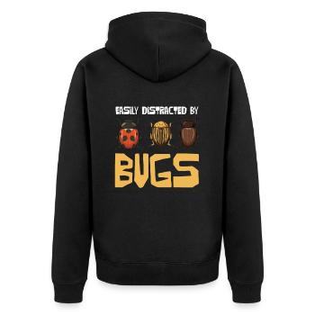 Easily distracted by bugs Design - Unisex Premium Organic Zip Hoodie - black - Back - Nico (187cm)