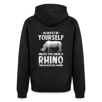 Motif de rhinocéros Always Be Yourself - Veste à capuche bio Premium Unisexe - noir - Dos - Nico (187cm)