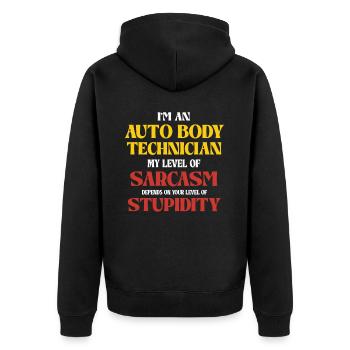 Auto Body Technician Sarcasm Saying - Unisex Premium Organic Zip Hoodie - black - Back - Nico (187cm)