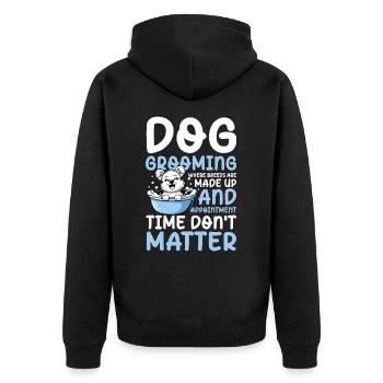 Dog Grooming Where Breeds Are Made Up für einen - Unisex Premium Bio Zip Hoodie - Schwarz - Hinten - Nico (187cm)