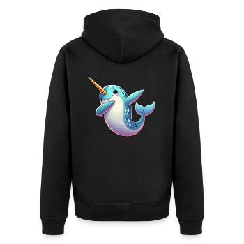 Narval, Baleine, Créature Marine, Licorne, Océan - Veste à capuche bio Premium Unisexe - noir - Dos - Nico (187cm)