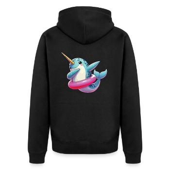 Narval, Baleine, Créature Marine, Licorne, Océan - Veste à capuche bio Premium Unisexe - noir - Dos - Nico (187cm)