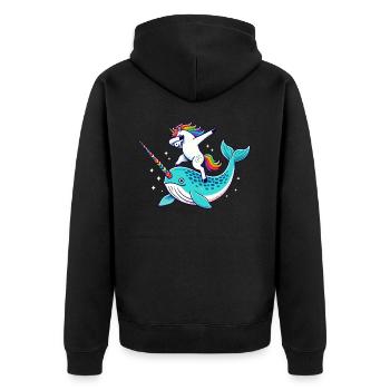Narval, Licorne, Baleine, Créature Marine, Dabbing - Veste à capuche bio Premium Unisexe - noir - Dos - Nico (187cm)