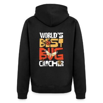 Weltbester Insektenfänger Abenteuer - Unisex Premium Bio Zip Hoodie - Schwarz - Hinten - Nico (187cm)