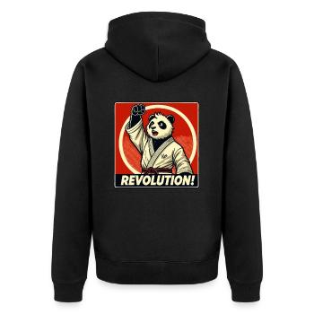 Kampfkunst Karate Revolution Panda - Unisex Premium Bio Zip Hoodie - Schwarz - Hinten - Nico (187cm)