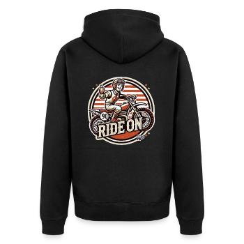 Faire avancer! Motocross rétro à l’ancienne - Veste à capuche bio Premium Unisexe - noir - Dos - Nico (187cm)