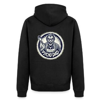 Papa psychopathe avec cuillère en bois - Veste à capuche bio Premium Unisexe - noir - Dos - Nico (187cm)