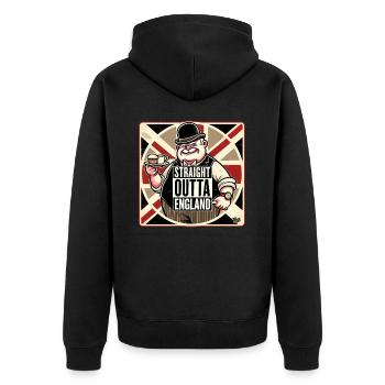 English Union Jack, Grandpa Barry Tea and Cookies - Unisex Premium Organic Zip Hoodie - black - Back - Nico (187cm)