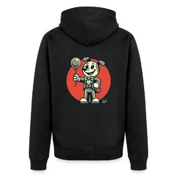 Schick gekleideter Hund mit einem Ballon - Unisex Premium Bio Zip Hoodie - Schwarz - Hinten - Nico (187cm)