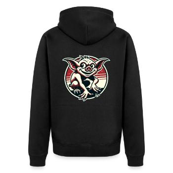 Mein Schatz das Goblin Schwein - Unisex Premium Bio Zip Hoodie - Schwarz - Hinten - Nico (187cm)