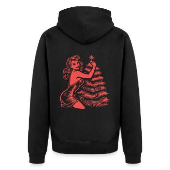 Christmas in retro vintage style - Unisex Premium Organic Zip Hoodie - black - Back - Nico (187cm)