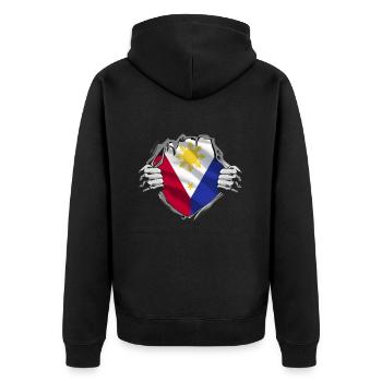 Philippinische Flagge Stolz - Unisex Premium Bio Zip Hoodie - Schwarz - Hinten - Nico (187cm)