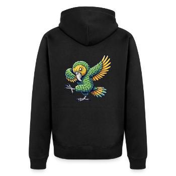 Kakapo, Parrot, Bird, Dabbing - Unisex Premium Organic Zip Hoodie - black - Back - Nico (187cm)