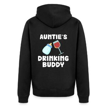 Auntie's Drinking Buddy Funny - Unisex Premium Organic Zip Hoodie - black - Back - Nico (187cm)