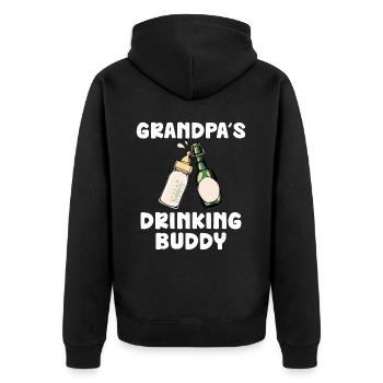 Grandpa's Drinking Buddy Funny Motif - Unisex Premium Organic Zip Hoodie - black - Back - Nico (187cm)