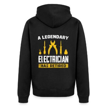 Ein Legendärer Elektriker Ist Im Ruhestand - Unisex Premium Bio Zip Hoodie - Schwarz - Hinten - Nico (187cm)