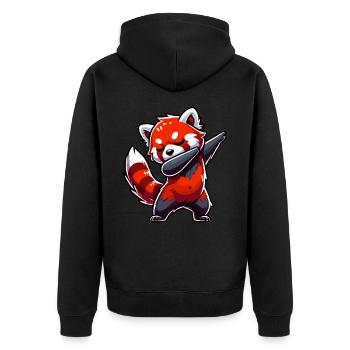 Roter Panda, Red Panda, Pandabär, Dabbing - Unisex Premium Bio Zip Hoodie - Schwarz - Hinten - Nico (187cm)