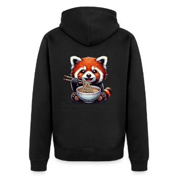 Panda roux, Panda roux, Panda ours, Nouilles ramen - Veste à capuche bio Premium Unisexe - noir - Dos - Nico (187cm)