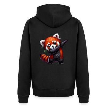 Roter Panda, Red Panda, Pandabär, Dabbing - Unisex Premium Bio Zip Hoodie - Schwarz - Hinten - Nico (187cm)