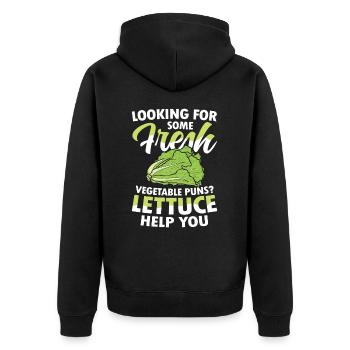 Looking For Some Fresh Vegetable Puns Lettuce - Unisex Premium Bio Zip Hoodie - Schwarz - Hinten - Nico (187cm)