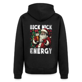 Big Nick Energy Lustiger Weihnachtsmann Weihnachte - Unisex Premium Bio Zip Hoodie - Schwarz - Hinten - Nico (187cm)