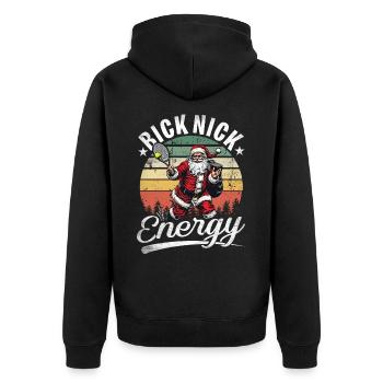 Big Nick Energy Lustiger Weihnachtsmann Weihnachte - Unisex Premium Bio Zip Hoodie - Schwarz - Hinten - Nico (187cm)