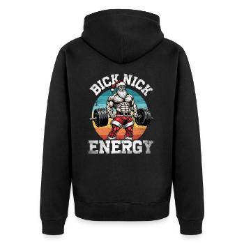 Big Nick Energy Lustiger Weihnachtsmann Weihnachte - Unisex Premium Bio Zip Hoodie - Schwarz - Hinten - Nico (187cm)