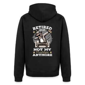 Pensioner 2025, Retirement Man, Retirement, Legend - Unisex Premium Organic Zip Hoodie - black - Back - Nico (187cm)