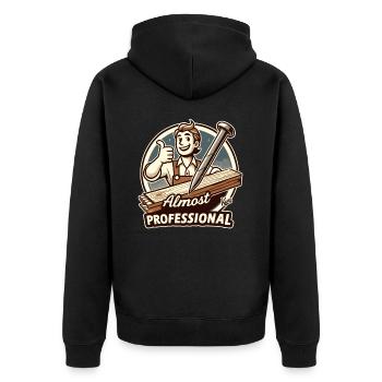 Almost professional: DIY do-it-yourselfers - Unisex Premium Organic Zip Hoodie - black - Back - Nico (187cm)