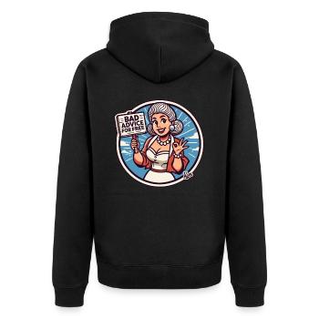 Hausfrauen-Klatsch: Schlechte Ratschläge Gratis - Unisex Premium Bio Zip Hoodie - Schwarz - Hinten - Nico (187cm)