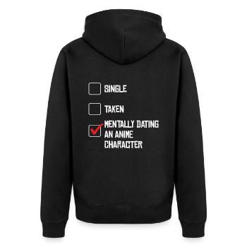 Mentally Dating An Anime Character Humorvoll - Unisex Premium Bio Zip Hoodie - Schwarz - Hinten - Nico (187cm)