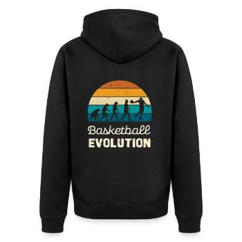 Basketball Evolution Vintage Stil - Unisex Premium Bio Zip Hoodie - Schwarz - Hinten - Nico (187cm)