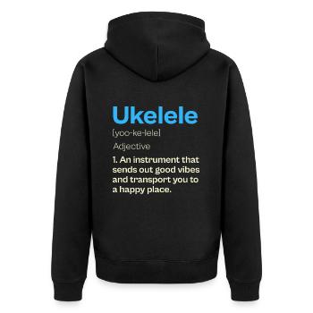 Ukelele Definition Gute Vibes Musik - Unisex Premium Bio Zip Hoodie - Schwarz - Hinten - Nico (187cm)