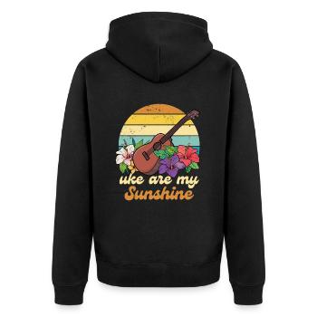 Uke Are My Sunshine Vintage Ukulele Blumen - Unisex Premium Bio Zip Hoodie - Schwarz - Hinten - Nico (187cm)