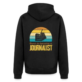 Geboren Um Journalist Zu Werden Retro Vintage - Unisex Premium Bio Zip Hoodie - Schwarz - Hinten - Nico (187cm)