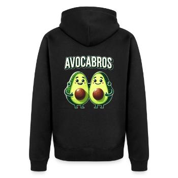 Brüder, Freunde, Kumpels, Zwillinge, AVOCABROS - Unisex Premium Bio Zip Hoodie - Schwarz - Hinten - Nico (187cm)