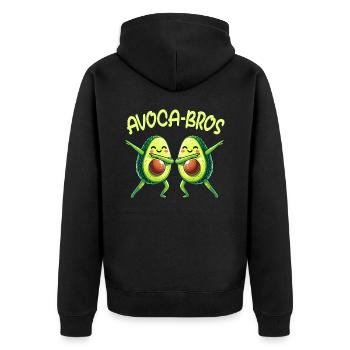 Brüder, Freunde, Kumpels, Zwillinge, AVOCABROS - Unisex Premium Bio Zip Hoodie - Schwarz - Hinten - Nico (187cm)