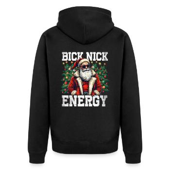 Big Nick Energy Lustiger Weihnachtsmann Weihnachte - Unisex Premium Bio Zip Hoodie - Schwarz - Hinten - Nico (187cm)