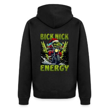 Big Nick Energy Lustiger Weihnachtsmann Weihnachte - Unisex Premium Bio Zip Hoodie - Schwarz - Hinten - Nico (187cm)