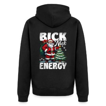 Big Nick Energy Lustiger Weihnachtsmann Weihnachte - Unisex Premium Bio Zip Hoodie - Schwarz - Hinten - Nico (187cm)