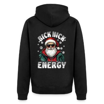 Big Nick Energy Lustiger Weihnachtsmann Weihnachte - Unisex Premium Bio Zip Hoodie - Schwarz - Hinten - Nico (187cm)