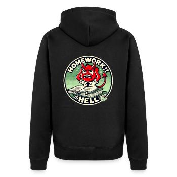 Kleiner Teufel Schuljunge in Hausaufgaben Hölle - Unisex Premium Bio Zip Hoodie - Schwarz - Hinten - Nico (187cm)