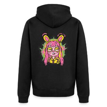 Ein seltsamer Hase - Unisex Premium Bio Zip Hoodie - Schwarz - Hinten - Nico (187cm)