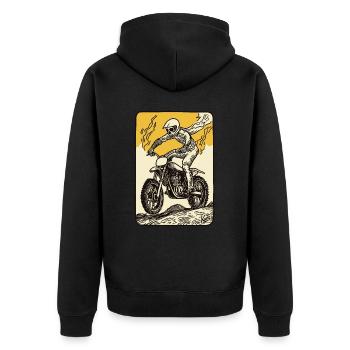 Tarot Card: The Motocross Rider - Unisex Premium Organic Zip Hoodie - black - Back - Nico (187cm)
